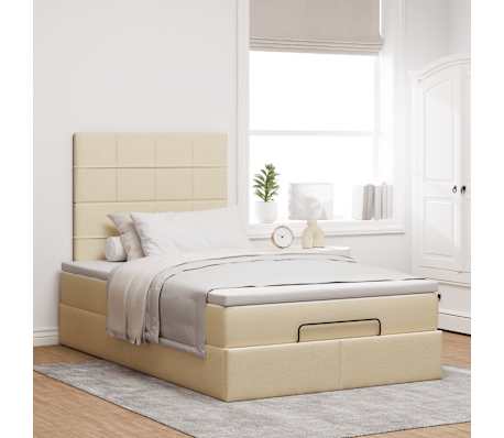 vidaXL Οθωμανικό κρεβάτι με στρώμα Cream 120x200cm ύφασμα