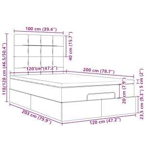 Osmanský rám postele s matrací krémově 120x200cm textil - obrázek 16
