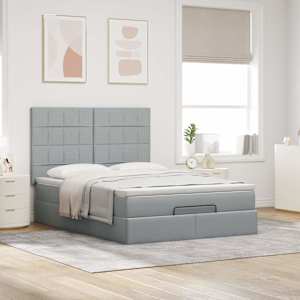 Osmanský rám postele s matrací světle šedá 140x190cm textil - obrázek 3