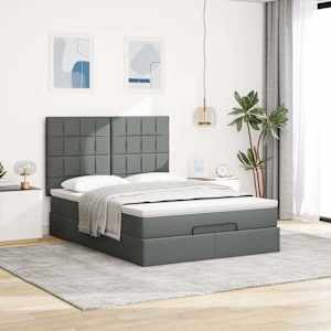 Osmanský rám postele s matrací tmavě šedá 140x190cm textil - obrázek 3