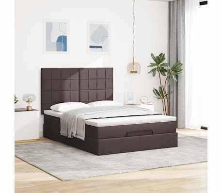vidaXL Ottoman-Bett mit Matratze Dunkelbraun 140x200 cm Stoff