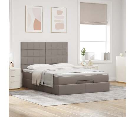 VidaXL Cadre de lit ottoman avec matelas taupe 140x200 cm tissu