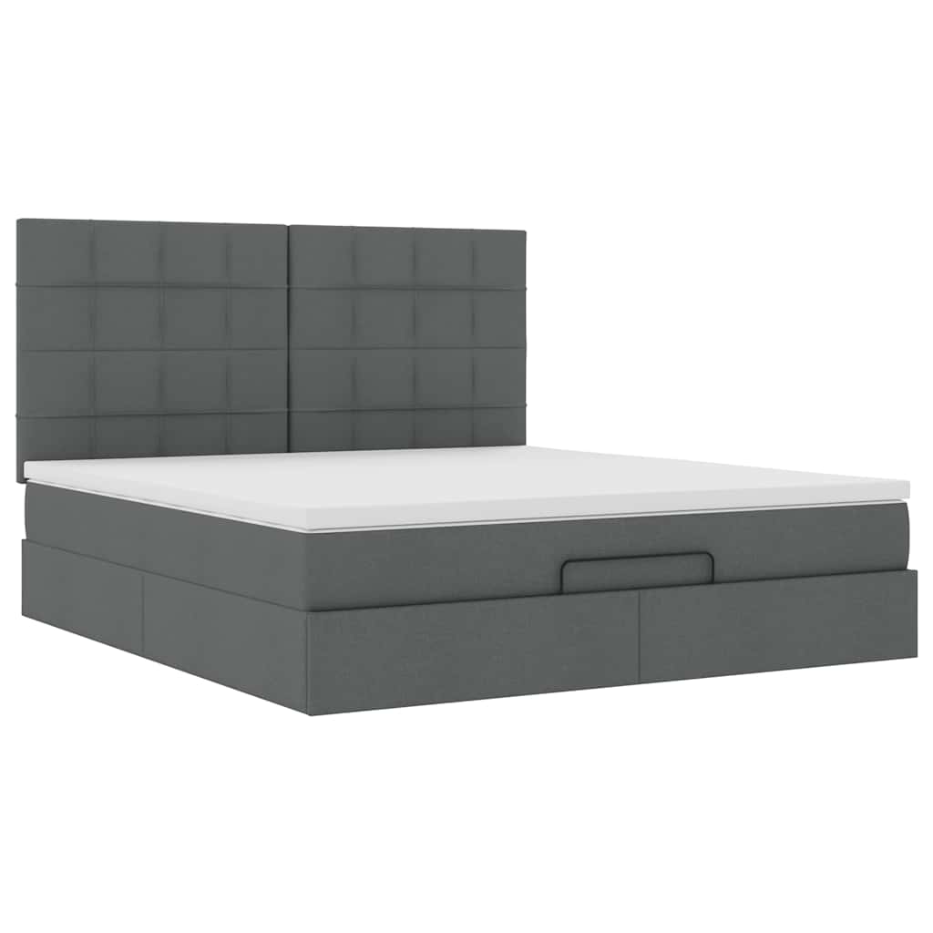 vidaXL Ottoman bed met matras 160x200cm stof donkergrijs grijs, foto 4