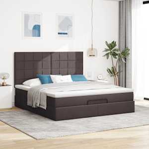 vidaXL Ottoman-Bett mit Matratze Dunkelbraun 160x200 cm Stoff