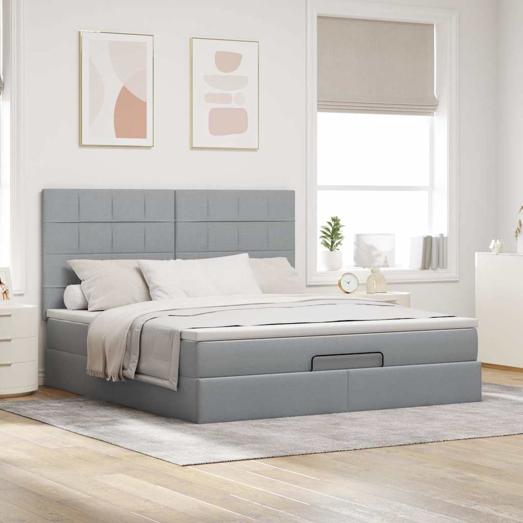 Thumbnail - vidaXL Ottoman-Bett mit Matratze Hellgrau 180x200 cm Stoff