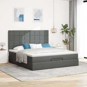 Osmanský rám postele s matrací tmavě šedá 180x200cm textil - obrázek 3