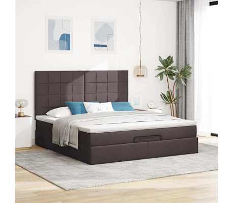 VidaXL Cadre de lit ottoman avec matelas marron fonc&eacute; 180x200 cm tissu