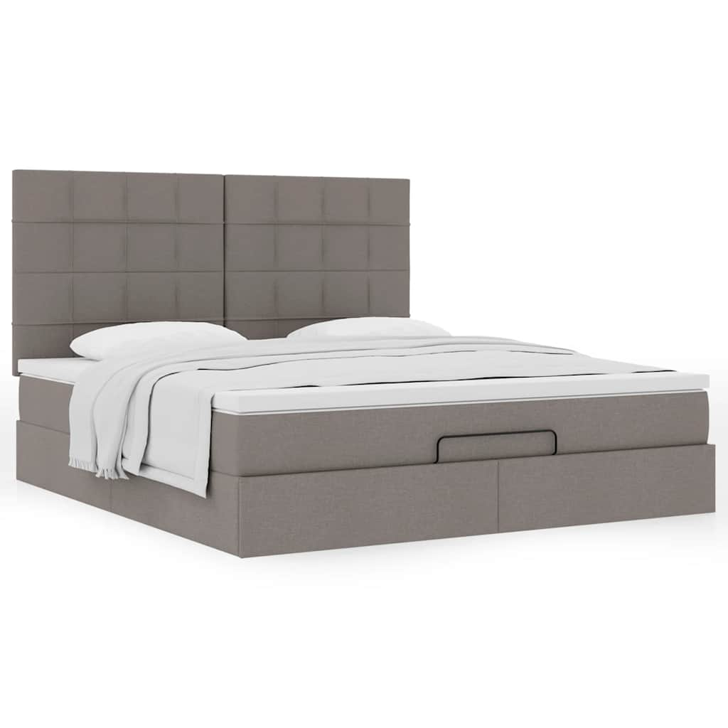 vidaXL Ottoman-Bett mit Matratze Taupe 180x200 cm Stoff