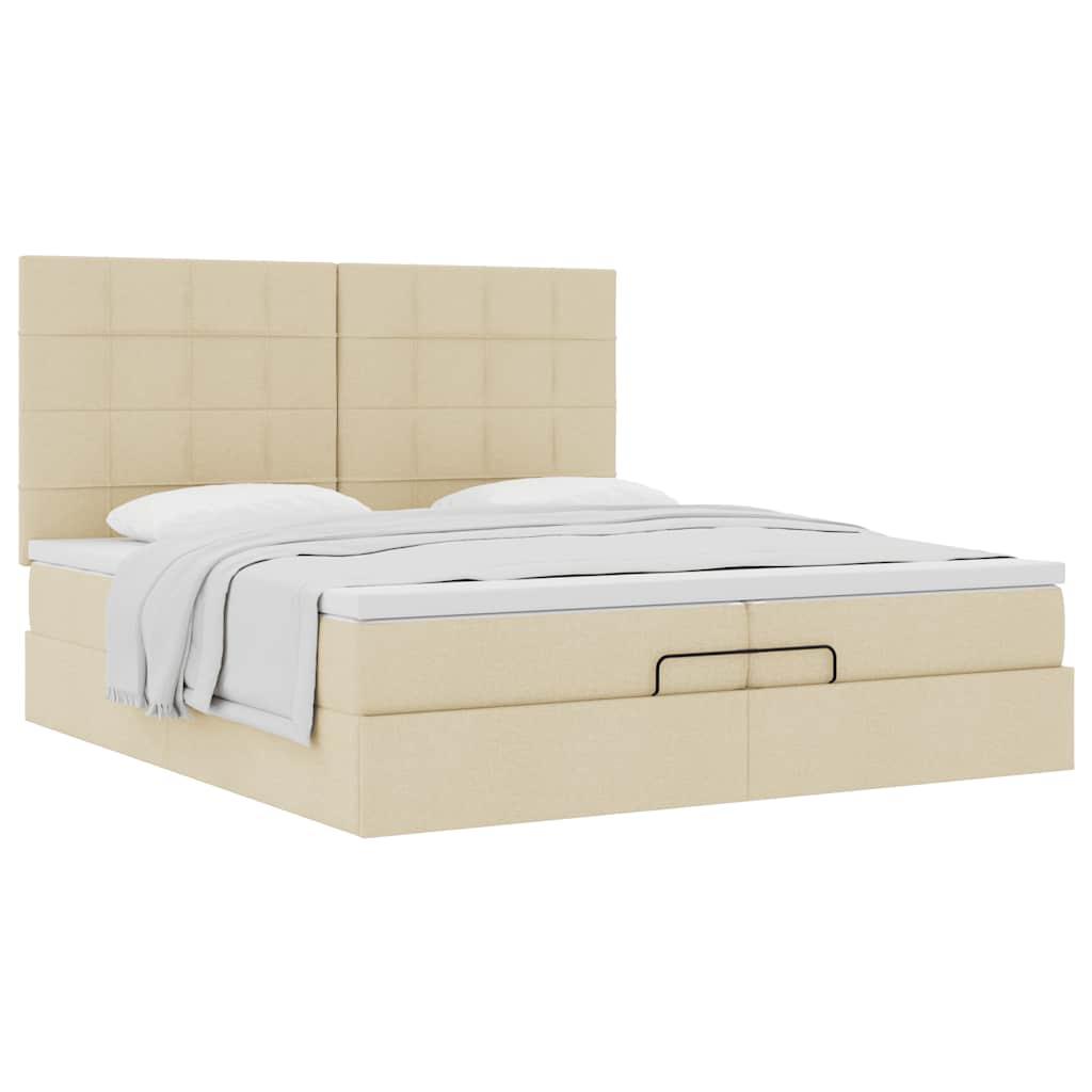 Ottoman-Bett mit Matratzen Creme 200×200 cm Stoff