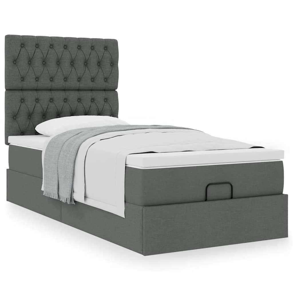 vidaXL Ottoman-Bett mit Matratze Dunkelgrau 80x200 cm Stoff