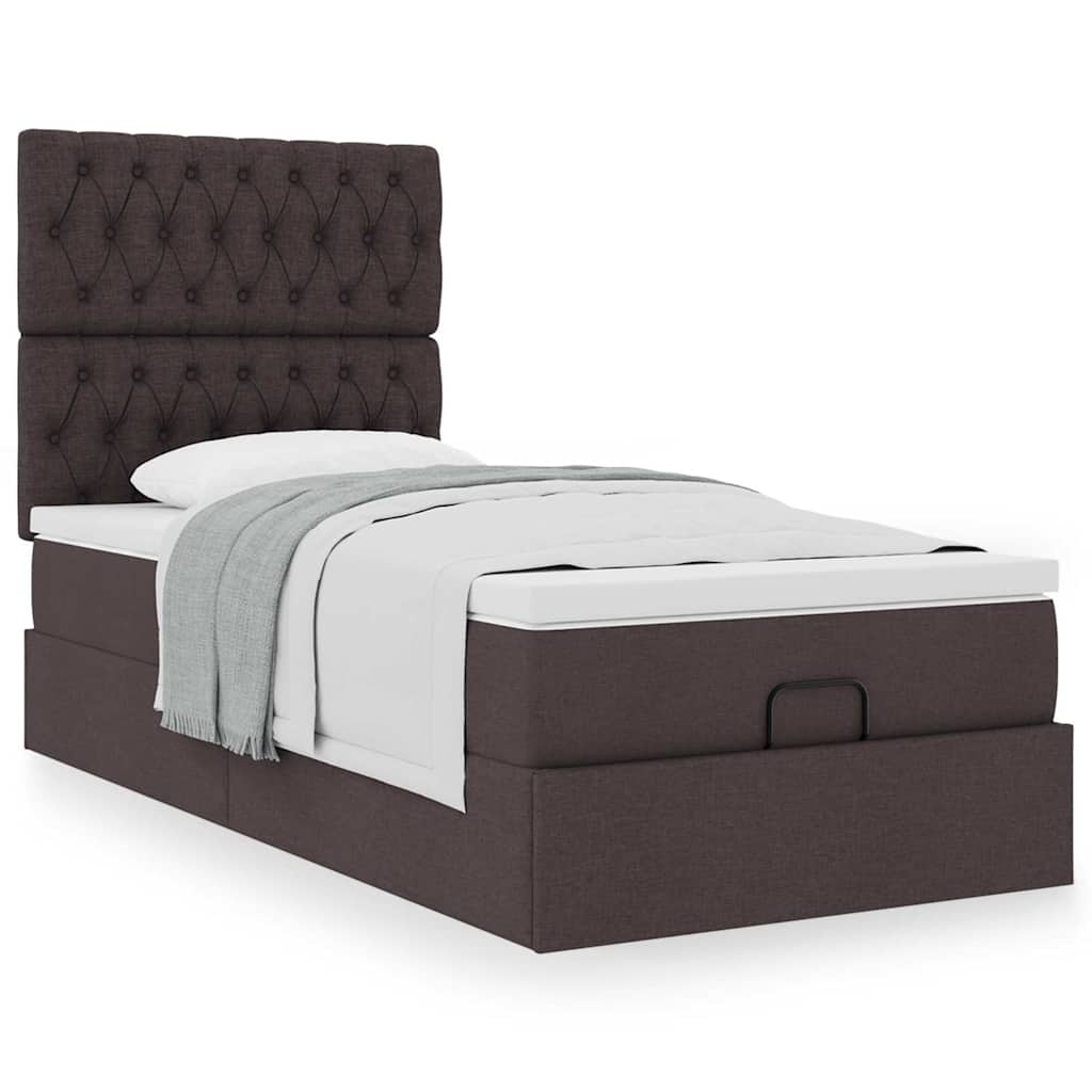 Ottoman-Bett mit Matratze Dunkelbraun 80×200 cm Stoff