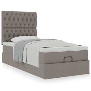 Osmanský rám postele s matrací taupe 80x200cm textil - obrázek 4