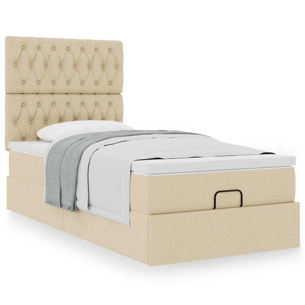 Ottoman-Bett mit Matratze Creme 80×200 cm Stoff