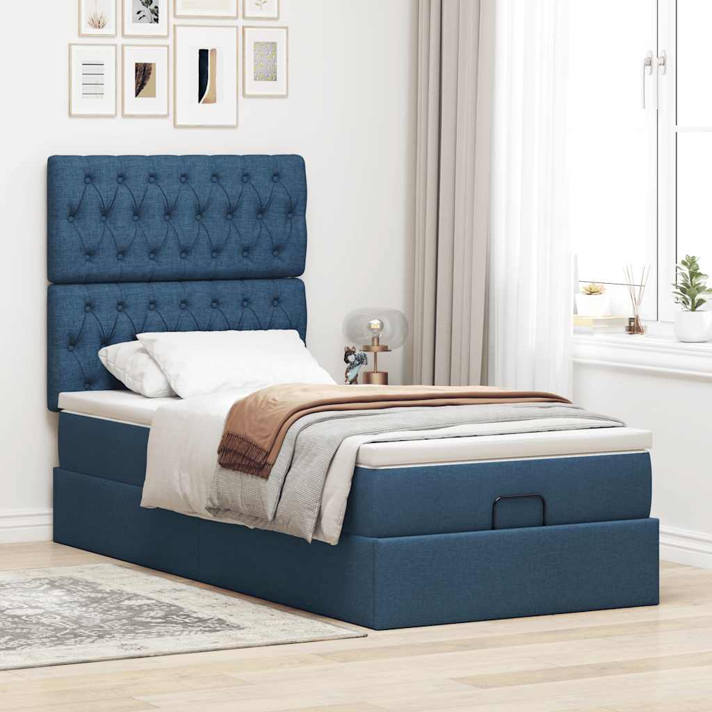 vidaXL Ottoman bed met matras 80x200cm stof blauw afbeelding