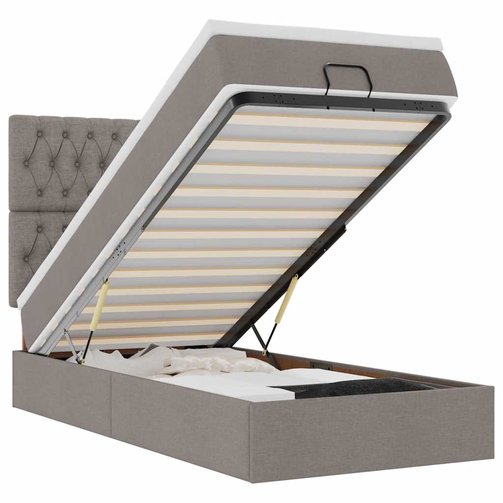 vidaXL Ottoman bed met matras 90x190cm stof taupe, foto 3