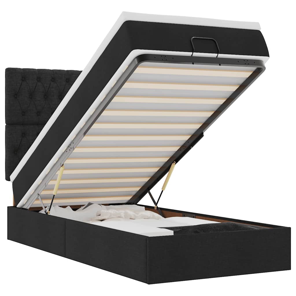 Thumbnail - vidaXL Ottoman-Bett mit Matratze Schwarz 90x200 cm Stoff