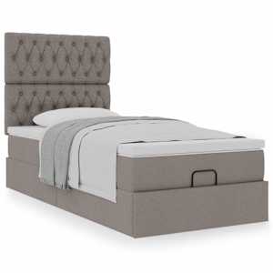 Osmanský postel s matrací taupe 90x200 cm textil - obrázek 4