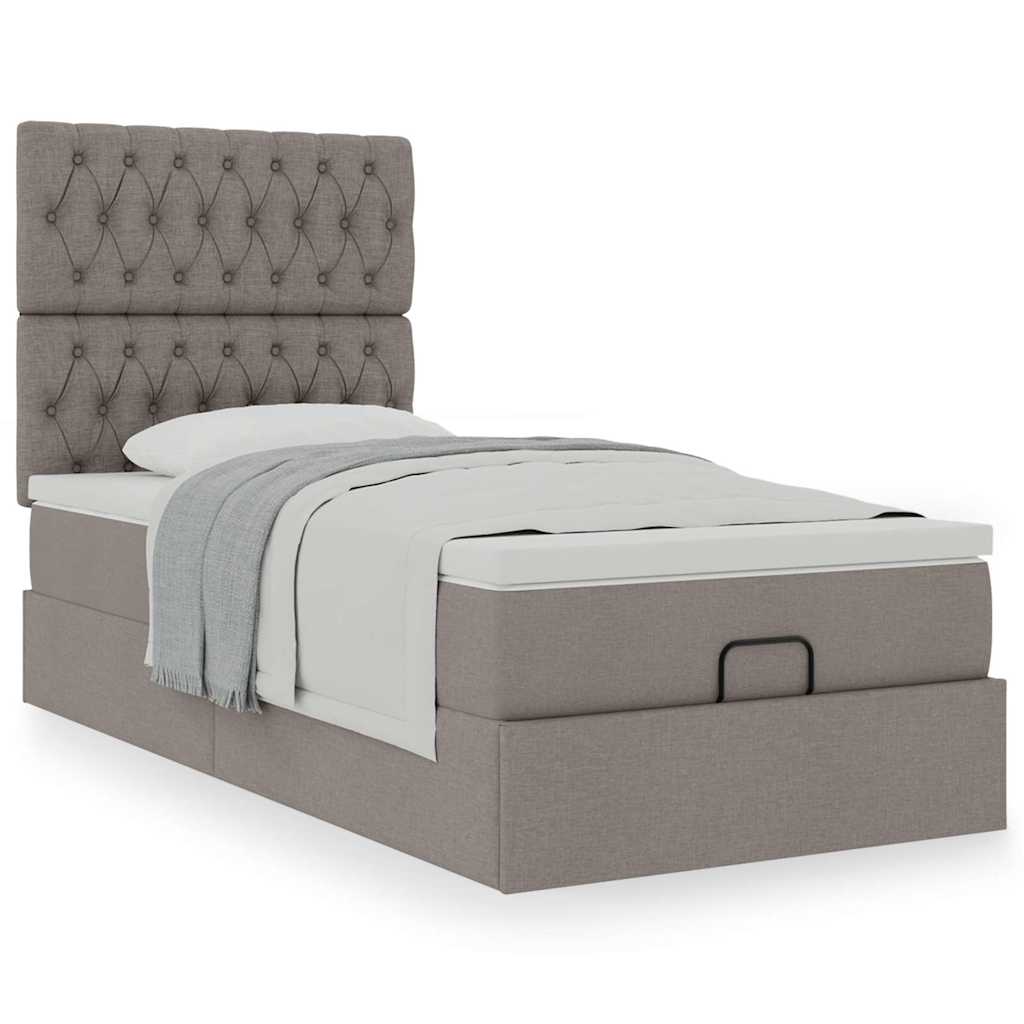 vidaXL Ottoman-Bett mit Matratze Taupe 90x200 cm Stoff