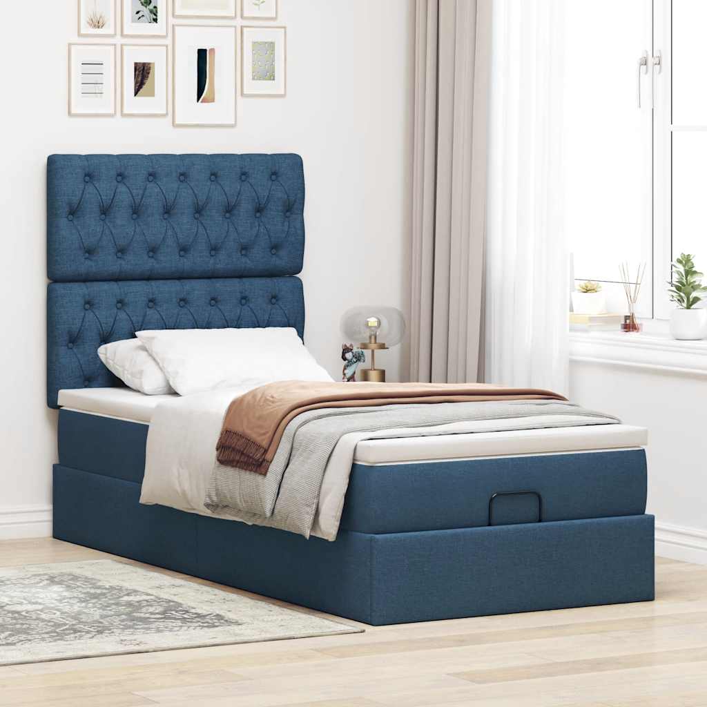 Thumbnail - vidaXL Ottoman-Bett mit Matratze Blau 90x200 cm Stoff