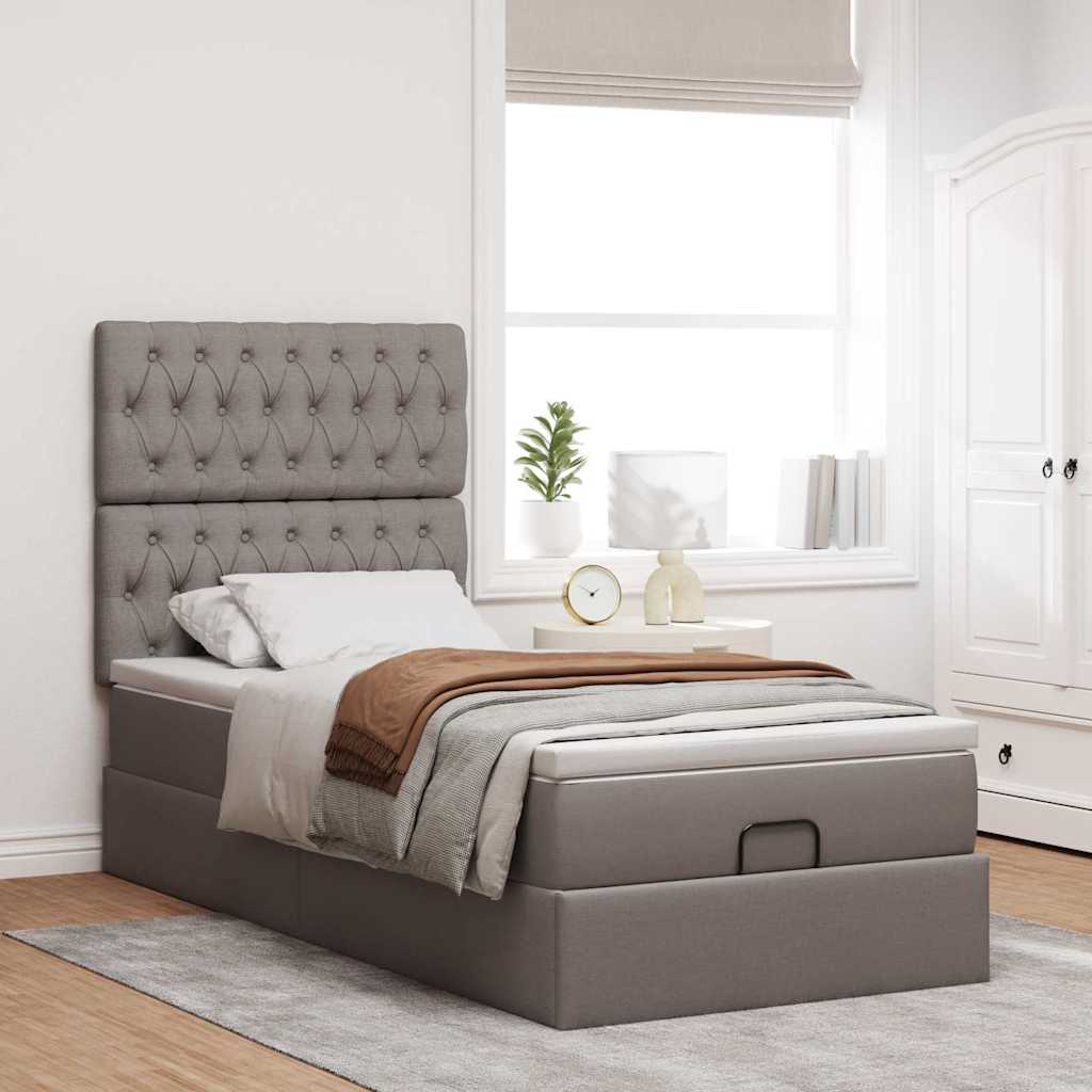 Thumbnail - vidaXL Ottoman-Bett mit Matratze Taupe 100x200 cm Stoff