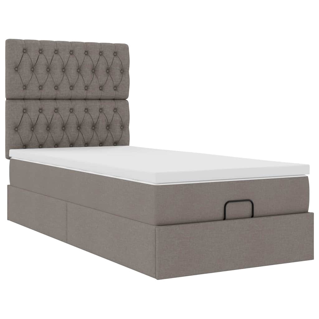 vidaXL Bed met matras 100x200 cm stof taupe, foto 4