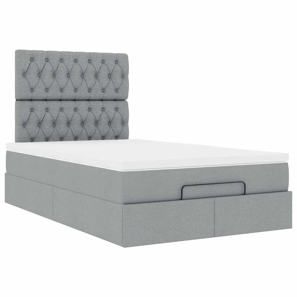 vidaXL Ottoman bed met matras 120x190 cm stof lichtgrijs grijs, foto 4