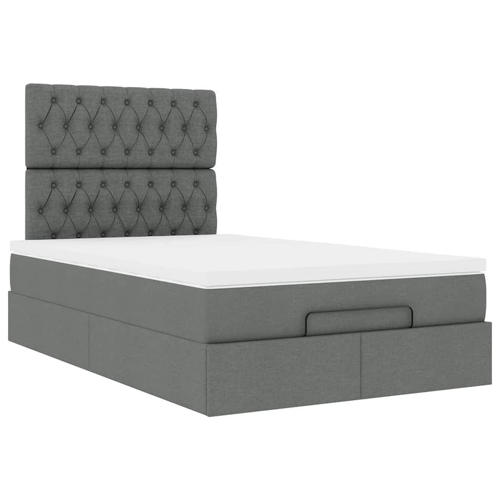 vidaXL Ottoman bed met matras 120x190 cm stof donkergrijs grijs, foto 4