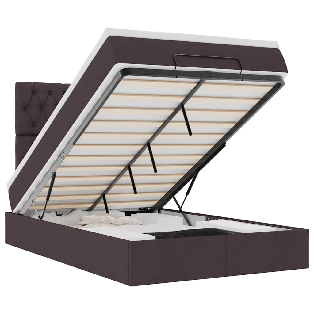 VidaXL Osmanský rám postele s matrací tmavě hnědá 120x190cm textil