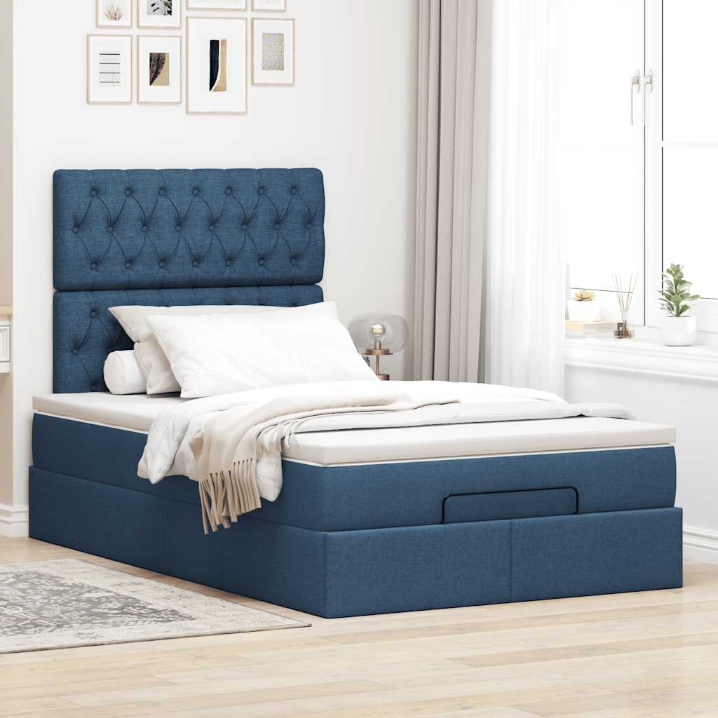 Thumbnail - vidaXL Ottoman-Bett mit Matratze Blau 120x190 cm Stoff