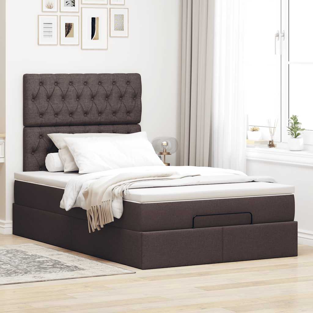 vidaXL Ottoman bed met matras 120x200cm stof donkerbruin bruin, foto 2