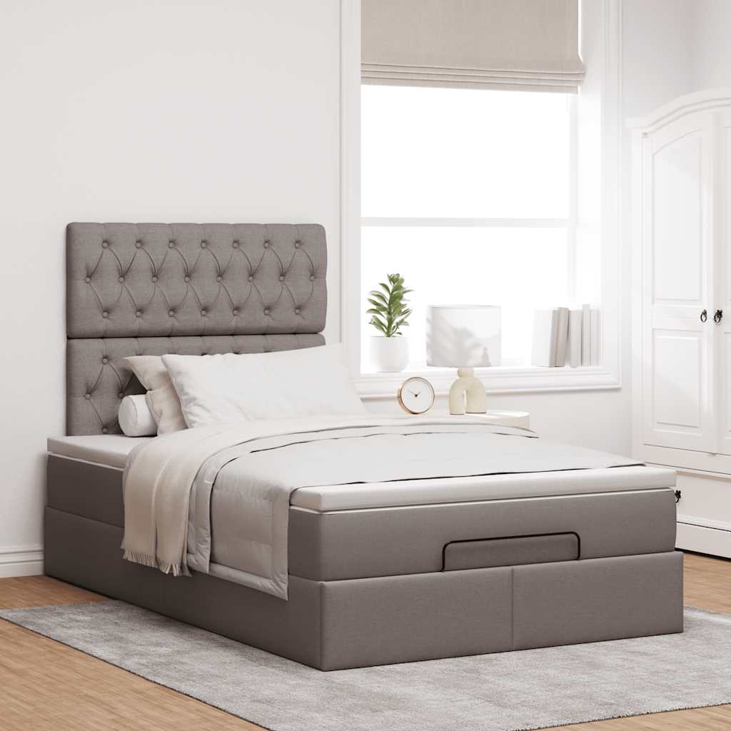 vidaXL Ottoman bed met matras 120x200cm stof taupe, foto 2