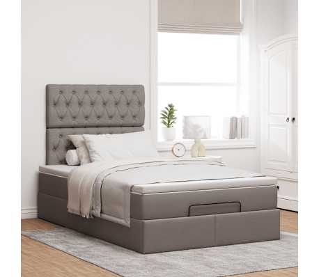 vidaXL Οθωμανικό κρεβάτι με στρώμα Taupe 120x200cm ύφασμα