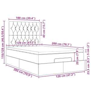Osmanský rám postele s matrací krémově 120x200cm textil - obrázek 16