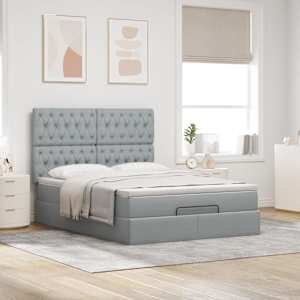 Osmanský rám postele s matrací světle šedá 140x190cm textil - obrázek 3