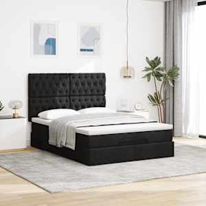 Osmanský rám postele s matrací černá 140x190cm textil - obrázek 3