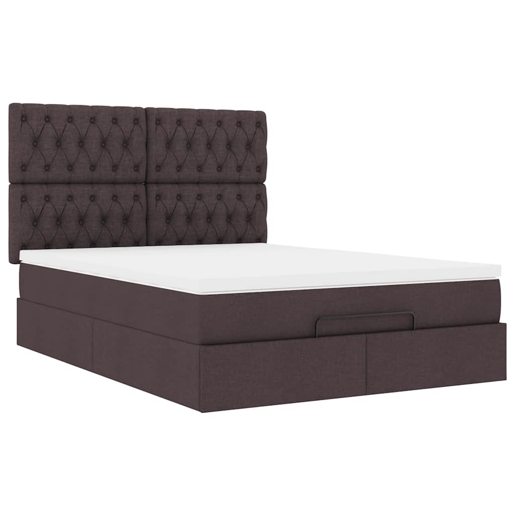 vidaXL Ottoman bed met matras 140x200cm stof donkerbruin bruin, foto 4