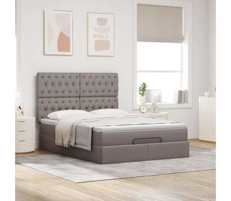 vidaXL Ottoman-Bett mit Matratze Taupe 140x200 cm Stoff