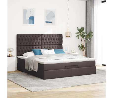 VidaXL Cadre de lit ottoman avec matelas marron fonc&eacute; 160x200 cm tissu