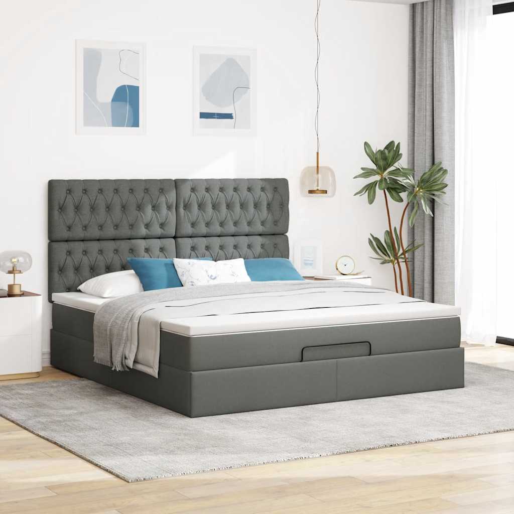 Thumbnail - vidaXL Ottoman-Bett mit Matratze Dunkelgrau 180x200 cm Stoff