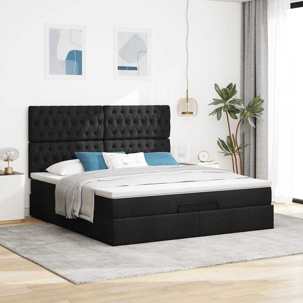 Thumbnail - vidaXL Ottoman-Bett mit Matratze Schwarz 180x200 cm Stoff