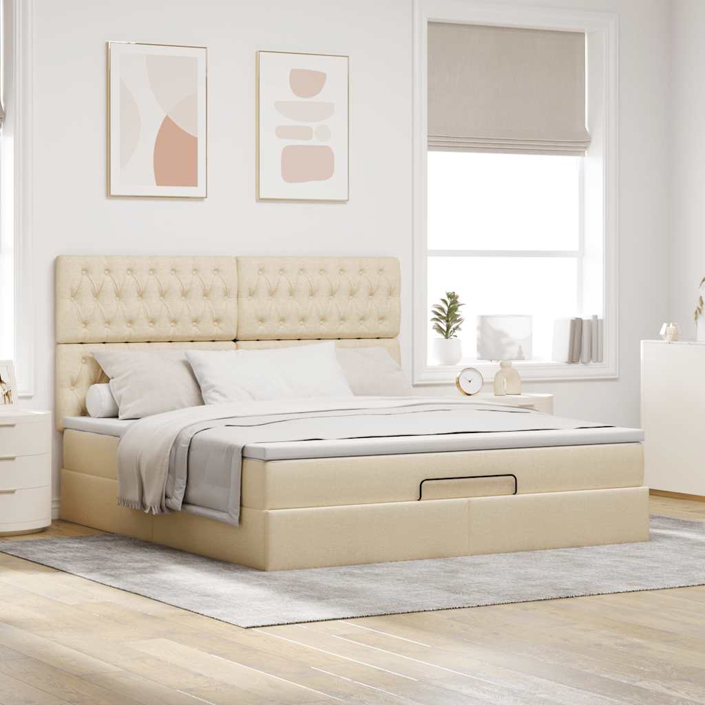 Thumbnail - vidaXL Ottoman-Bett mit Matratze Creme 180x200 cm Stoff