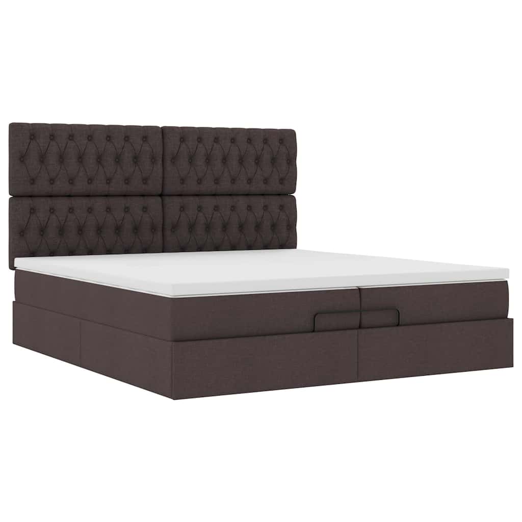 vidaXL Ottoman bed met matrassen 200x200cm stof donkerbruin bruin, foto 4