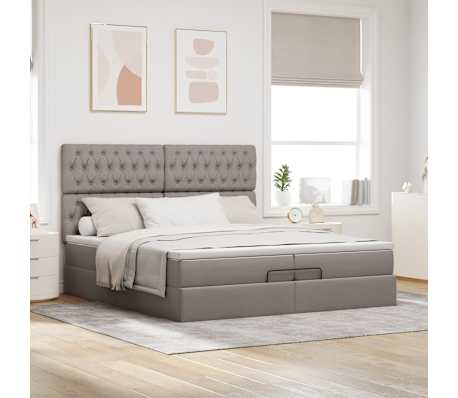 vidaXL Οθωμανικό κρεβάτι με στρώματα Taupe 200x200cm ύφασμα