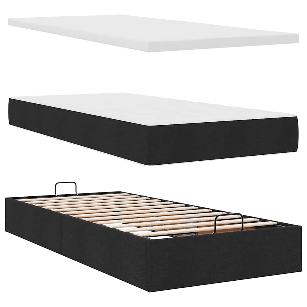 Cadre de lit ottoman avec matelas noir 80x200 soldes cm tissu cadre de lit vidaXL