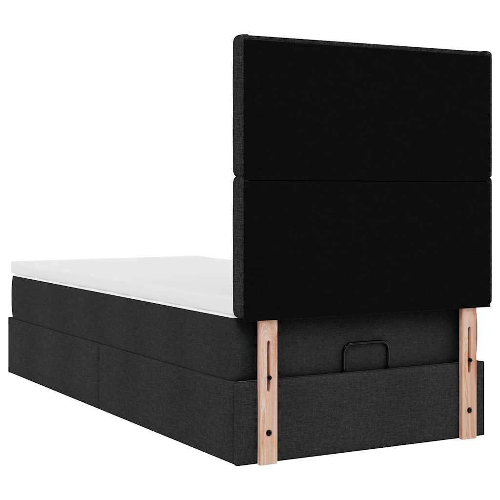 Cadre de lit ottoman avec matelas noir points de vente 80x200 cm tissu cadre de lit vidaXL