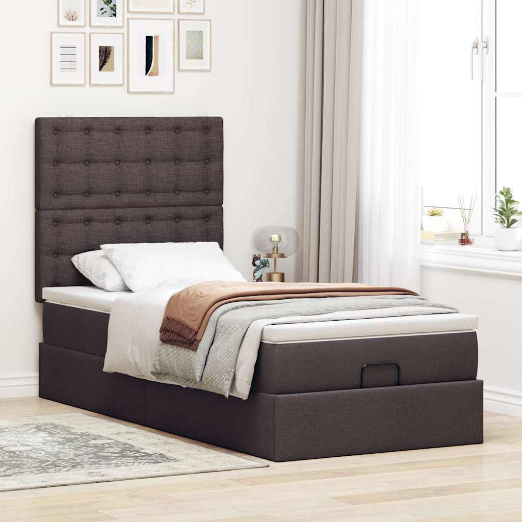 vidaXL Ottoman bed met matras 80x200cm stof donkerbruin afbeelding