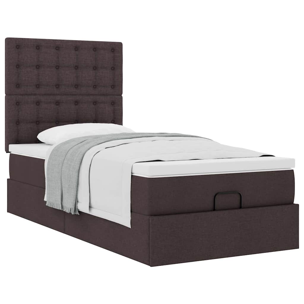 Osmanský rám postele s matrací tmavě šedá 80x200cm textil 3313281