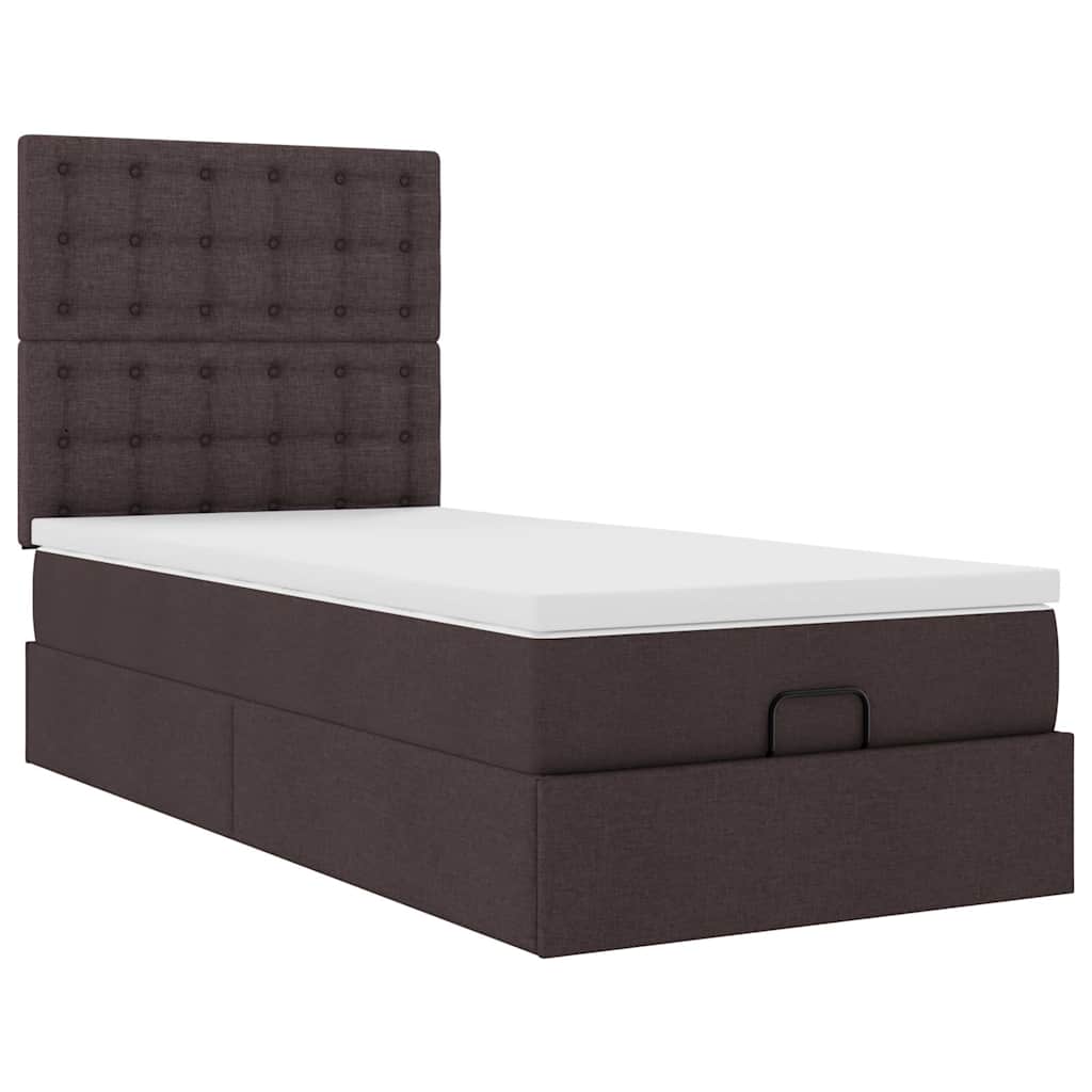 Osmanský rám postele s matrací tmavě šedá 80x200cm textil 3313281
