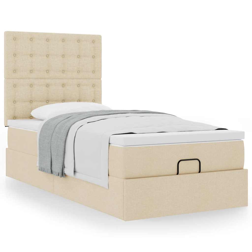 Ottoman-Bett mit Matratze Creme 80×200 cm Stoff