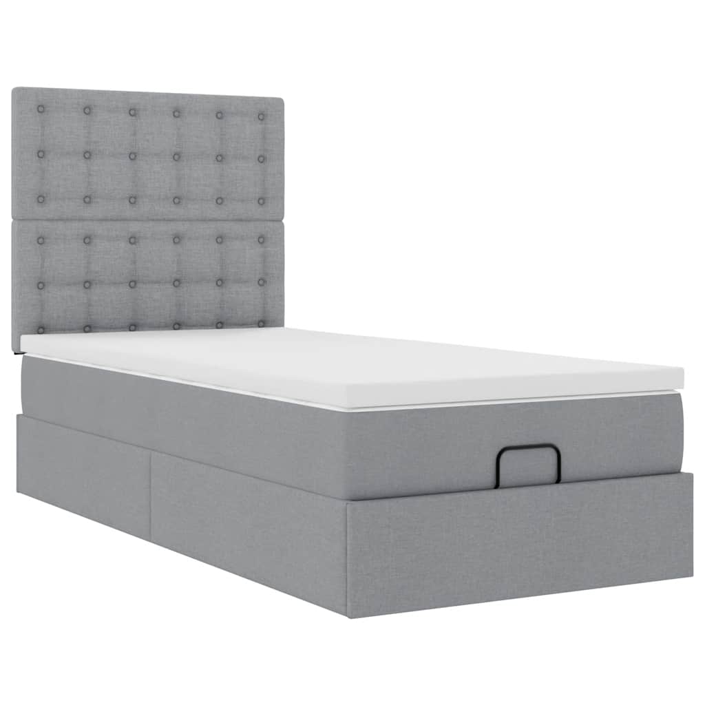 vidaXL Ottoman bed met matras 90x190cm stof lichtgrijs grijs, foto 4